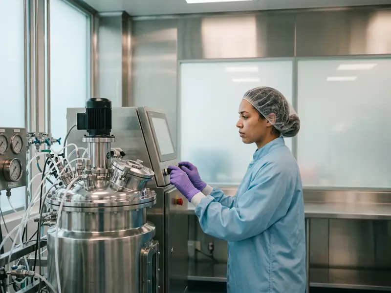 Forscherin im Reinraum eines Pharma-Labors